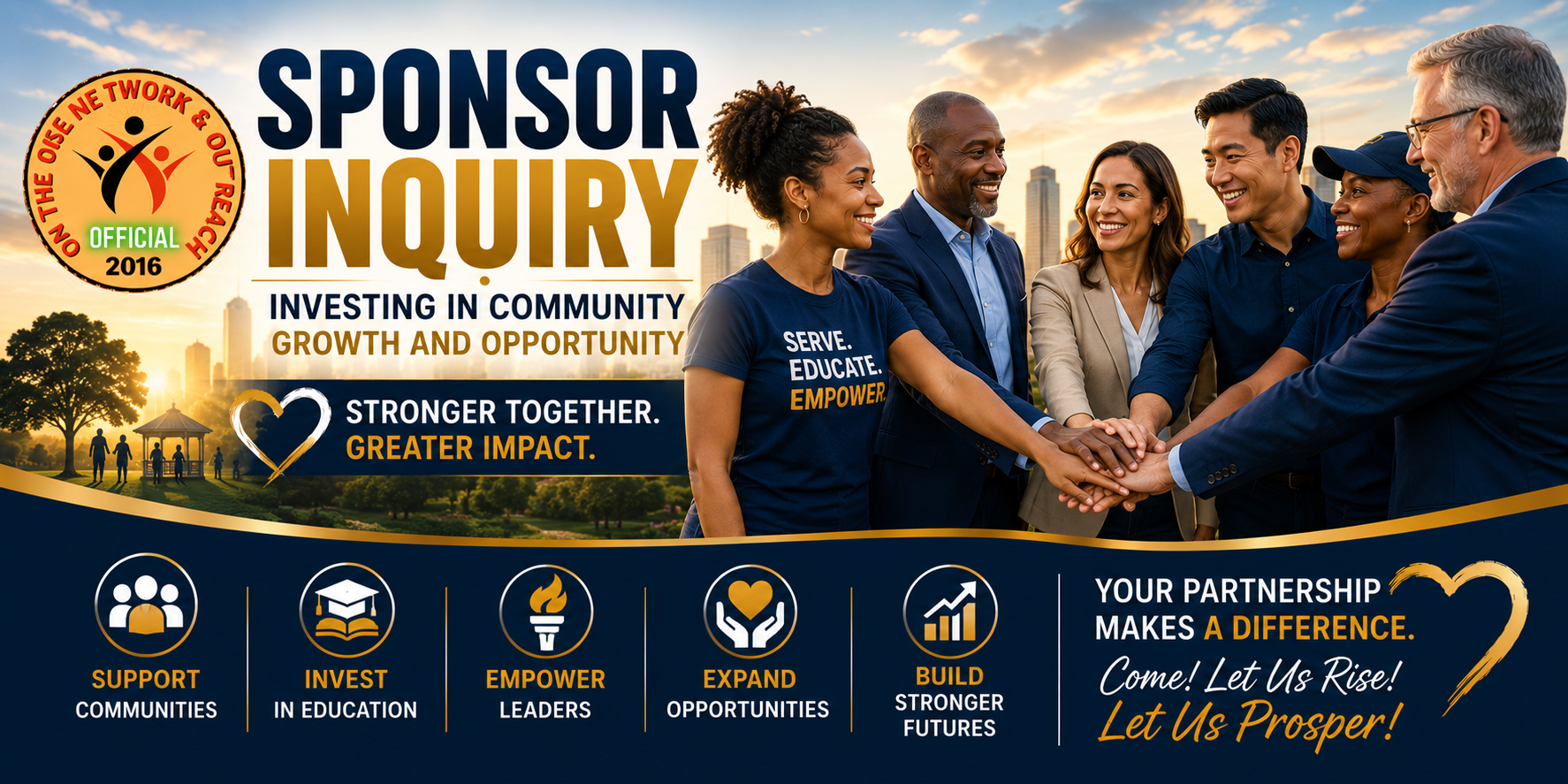 OTR Community Sponsorship Inquiry — organizations investing in education, service, leadership, opportunity, and stronger communities